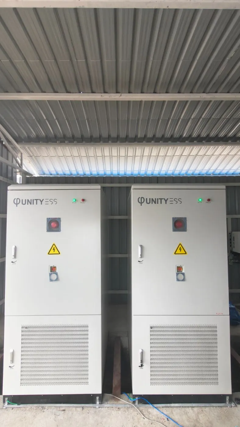 UnityESS battery cabinets at an off-grid site in Khambhat, Gujarat